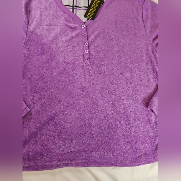 NWT Just Love Womens Purple Fuzzy Long Sleeve V-neck Pajama Top Size Large - Picture 2 of 9